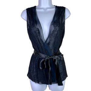 RED Valentino Black Lace Wrap Blouse